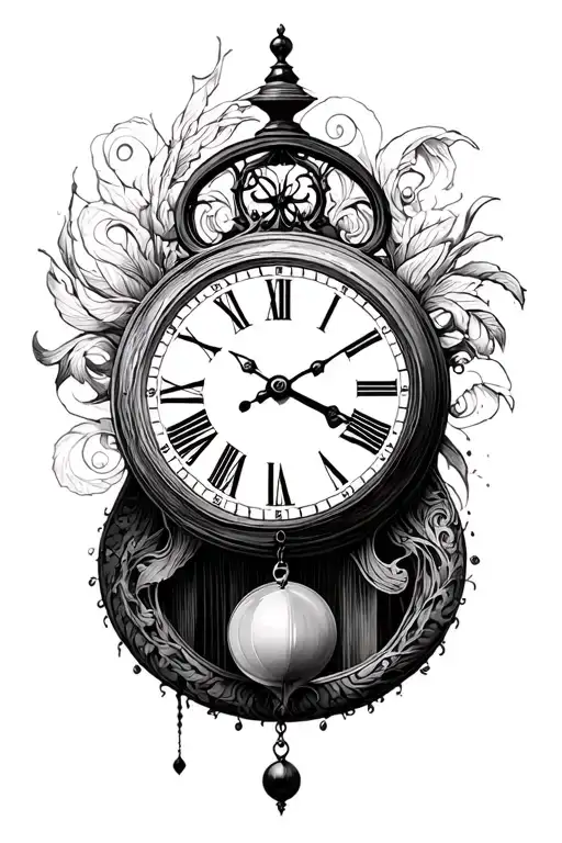 1 kidney pendulum clock tattoo design idea
