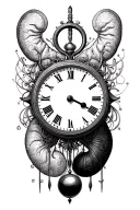 1 kidney pendulum clock tattoo design idea
