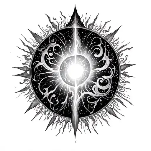 aurora borealis, child of beauty, strength of god tattoo design idea