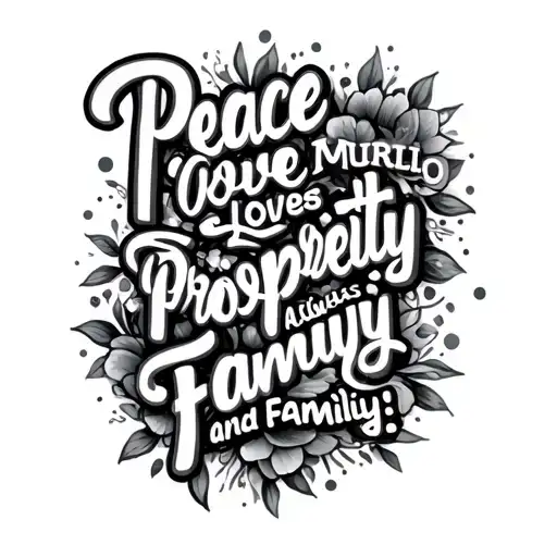 I want to create a junction with the following words, miguel, murilo, martin, peace, love, joy, prosperity always and family tattoo design idea
