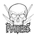 "RAIDERS" skull face tattoo design idea