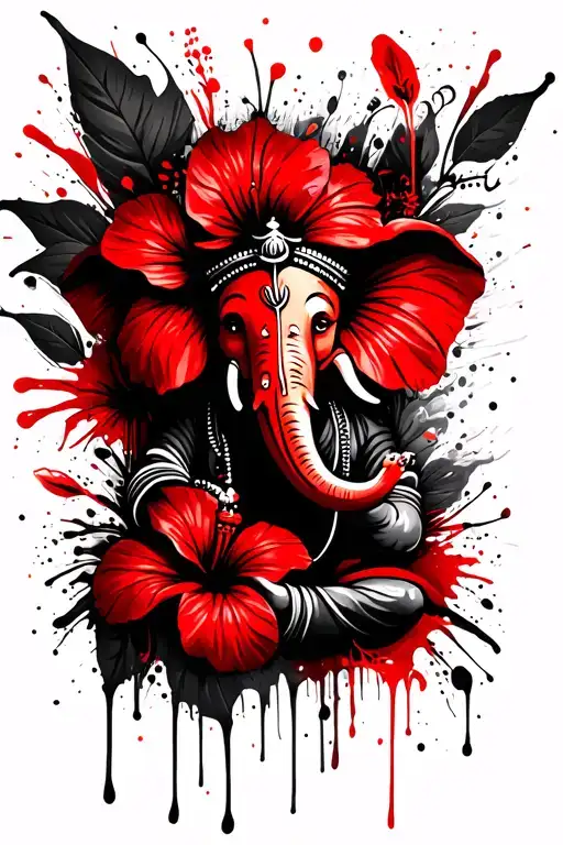 ganpati hibiscous kailash tattoo design idea