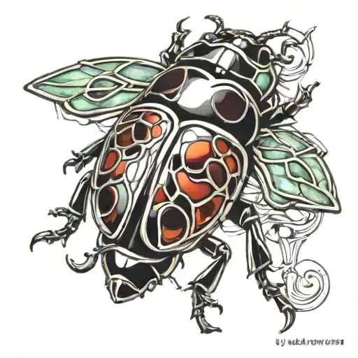 ladybug made of stained glass tattoo design idea
