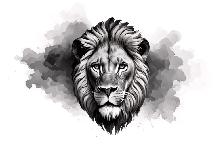 lion head emerging representing imagination patient focus tattoo design idea