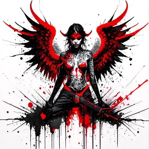 satan angel war tattoo design idea