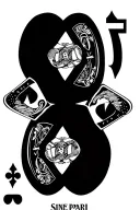 "Sine pari" 7 of spades And 2 of diamonds with the delta force airborne patch in between and on top of the cards  tattoo design idea