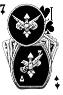 "Sine pari" 7 of spades And 2 of diamonds with the delta force airborne patch in between and on top of the cards  tattoo design idea