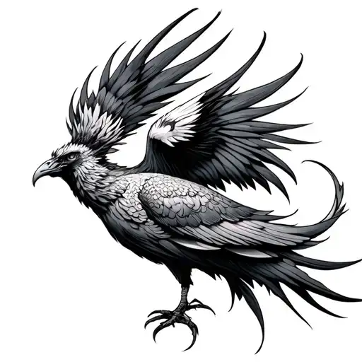 Fine Line Phoenix tattoo design idea