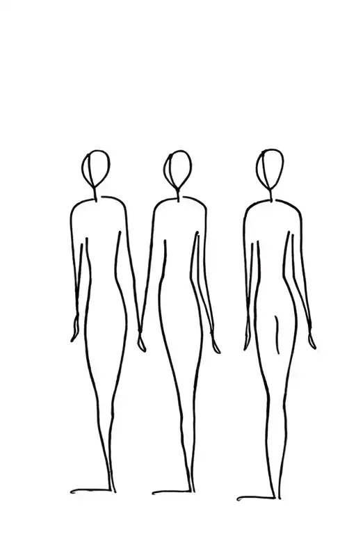 3 stick figures walking along tattoo design idea