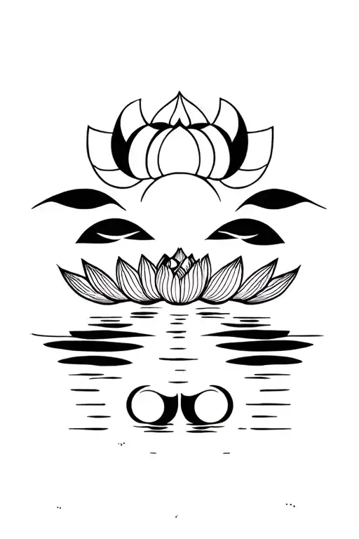 lotus moon phases tattoo design idea