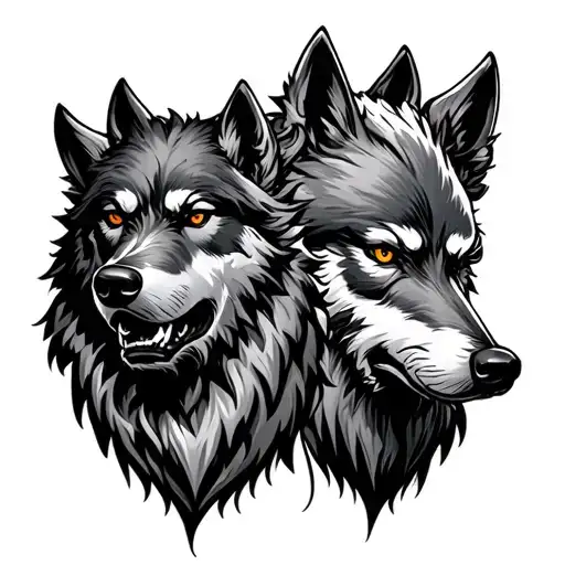 cerberus three wolf head style tattoo design idea