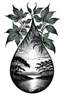 tear drop nature scene sunset sky tattoo design idea