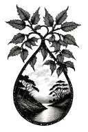 tear drop nature scene sunset sky tattoo design idea