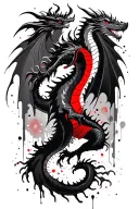 black dragon full body shaped like tattoo design idea