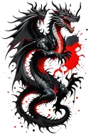 black dragon full body shaped like tattoo design idea