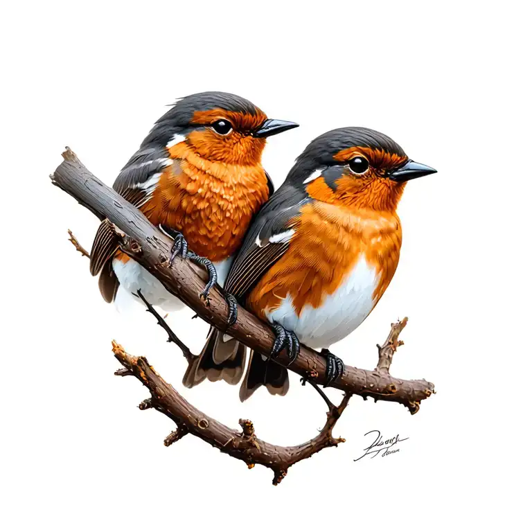 two Robin birds looking in one direction tattoo design idea