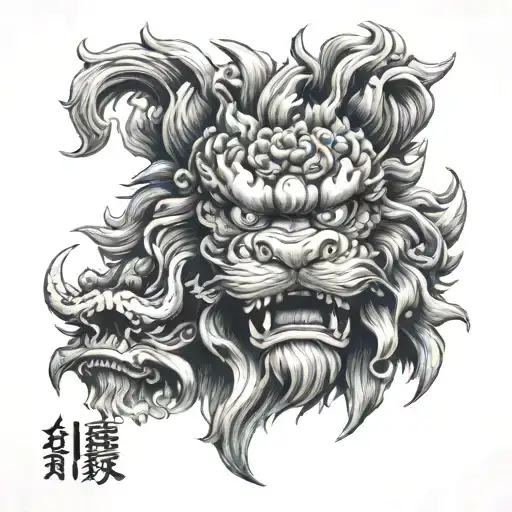 Japanese foo dog tattoo design idea
