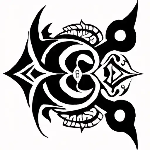 Perform a tribal tetuaje, which has a Mantaraya, also reference to architecture and number 8 tattoo design idea