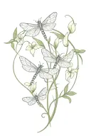 i love you with dragonfly's and lily's with vines wrapping tattoo design idea