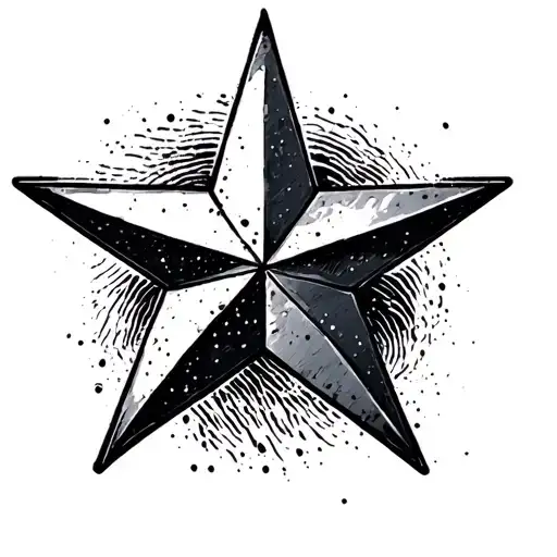 nautical star with thumbprint tattoo design idea