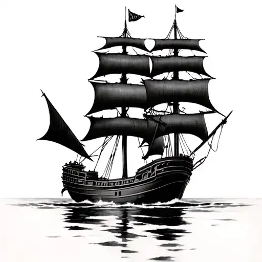 Black Pearl Ship tattoo design idea