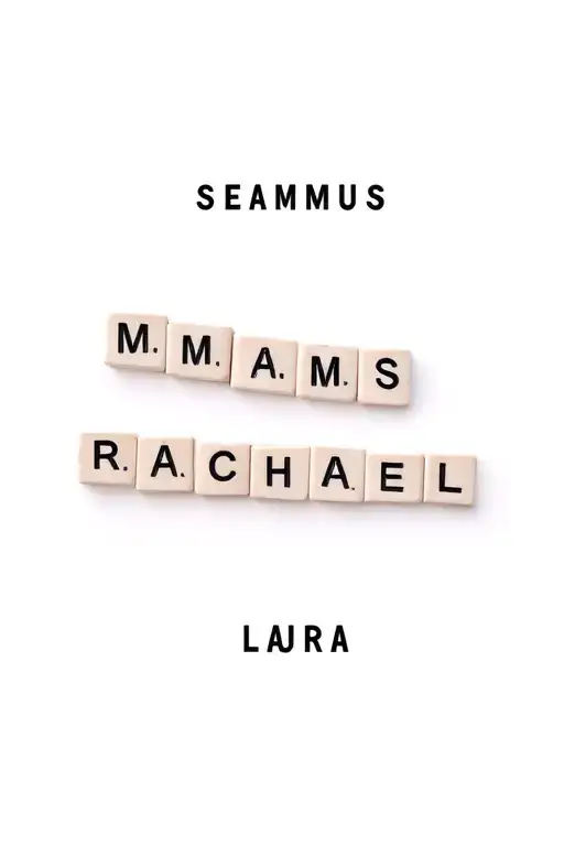 "Seamus Mary Rachael Laura " Scrabble tiles forming tattoo design idea