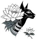bastet and sekhmet with lotus flower tattoo design idea