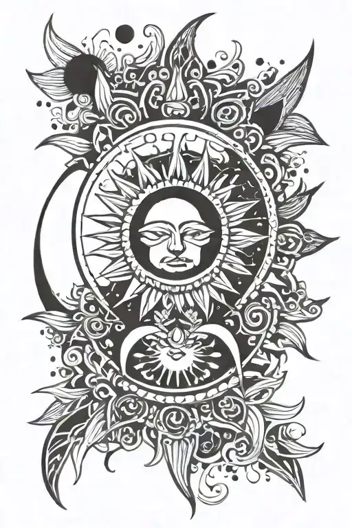 Sun and moon mandala tattoo design idea
