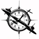 spitfire plane inside clock tattoo design idea