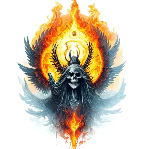 War of Paradise and hell tattoo design idea