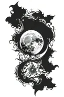 Unreal gothic moon tattoo design idea