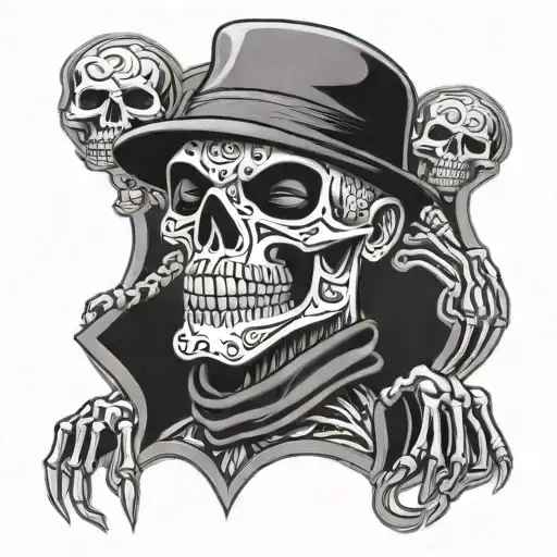 cholo gangster skeleton tattoo design idea