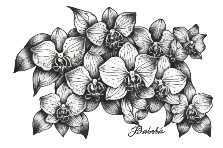 6 kid names: Dakota demii, josiah, daileh, dlove jr. Ezra and orchids tattoo design idea