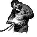man grabbing welder tattoo design idea