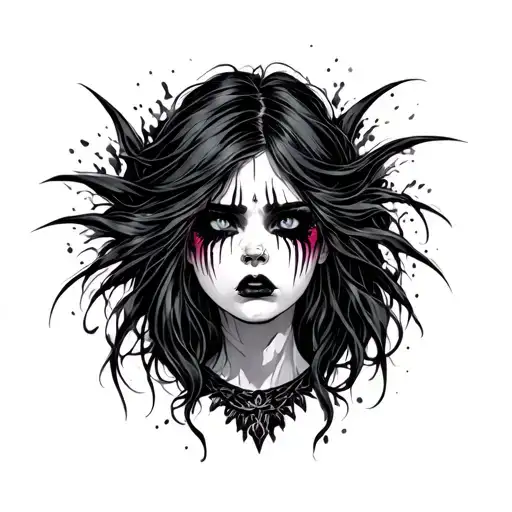 A goth chick crying woman tattoo design idea