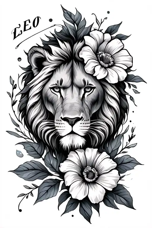 Way, Flores and Name Leo tattoo design idea