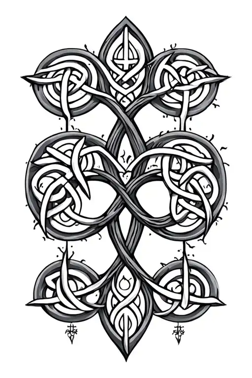 Celtic symbol family tree tattoo design idea
