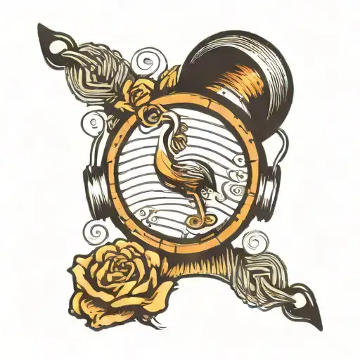 something to symbolize always working hard and sound waves to symbolize hearing loss tattoo design idea