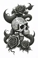 skull snake roses scorpion surrounded tattoo design idea