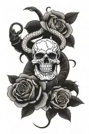 skull snake roses scorpion surrounded tattoo design idea