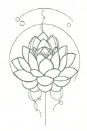 lines pattern moon lotus tattoo design idea