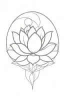 lines pattern moon lotus tattoo design idea