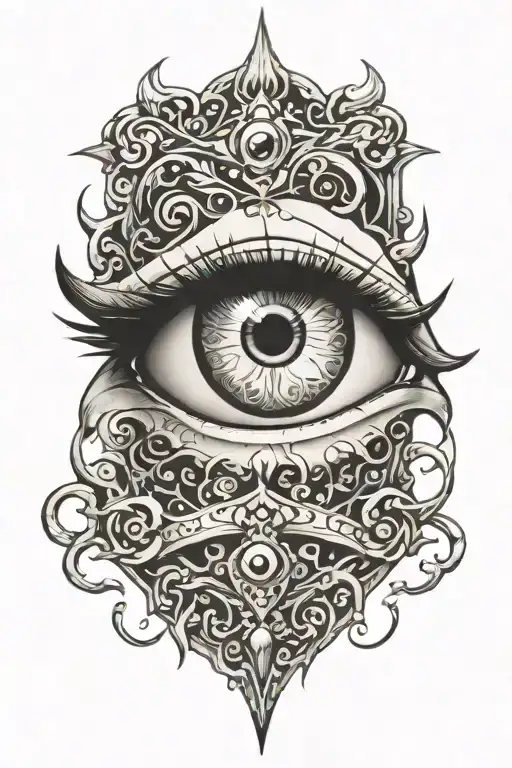 demonic eye, representing beauty is in the eye of the beholder tattoo design idea