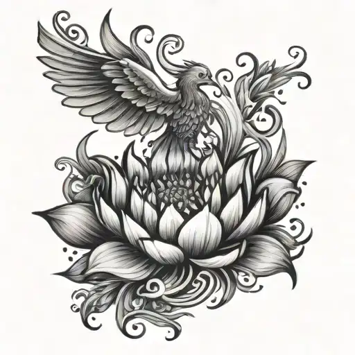 Circle/ Lotus Flower/ mud / Phoenix rising tattoo design idea