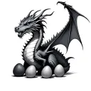 adult dragon wrapped around 14 eggs tattoo design idea