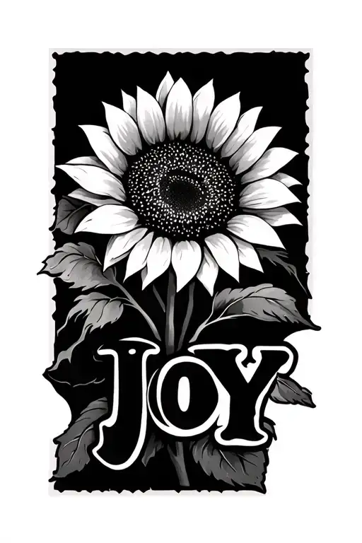 sunflower wrapping word joy tattoo design idea