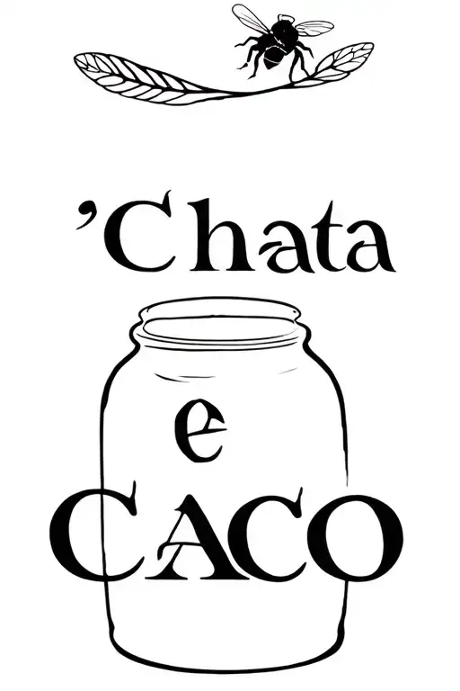 "Chata e Caco" bee and jar tattoo design idea