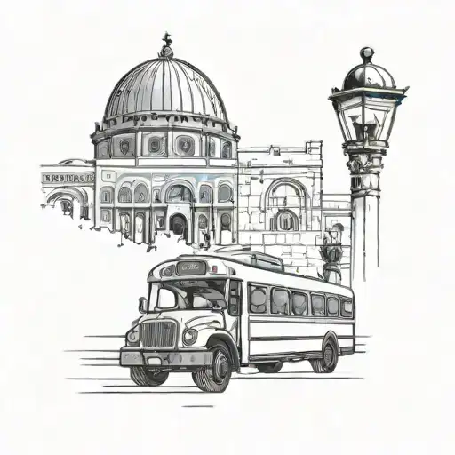 Tour bus in Jerusalem drawing tattoo design idea