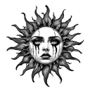 Crying Sun tattoo design idea