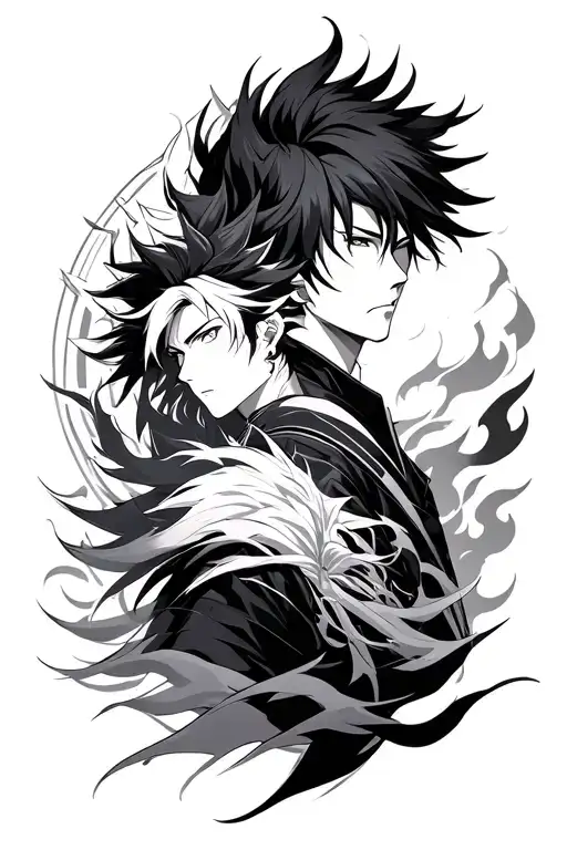 anime characters rengoku and tengen tattoo design idea